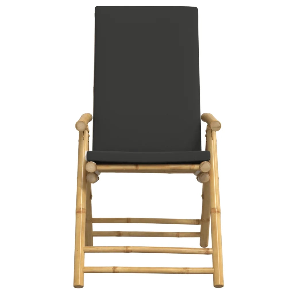 Set da Bistrot Pieghevole 3pz con Cuscini Grigio Scuro Bambù