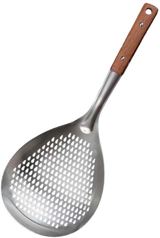 Spazzola per schiuma da cucina 38,7 cm - Spazzola in acciaio inossidabile per schiuma - Manico in legno - Scolatura - Cottura - Frittura