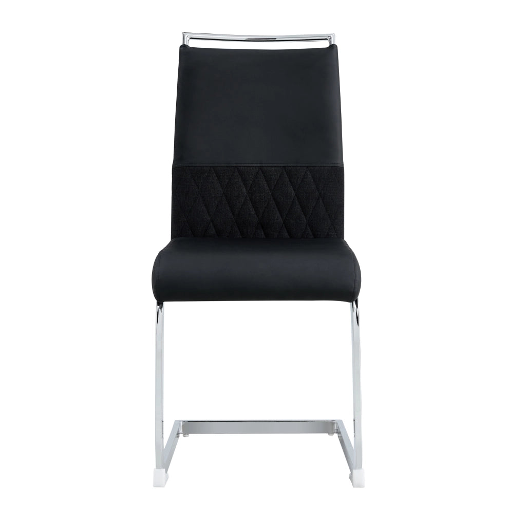 Sedie da Pranzo Set 4 Pezzi, Schienale Alto Imbottito in Ecopelle e Tessuto ¨C MINIMAL ¨C Nero