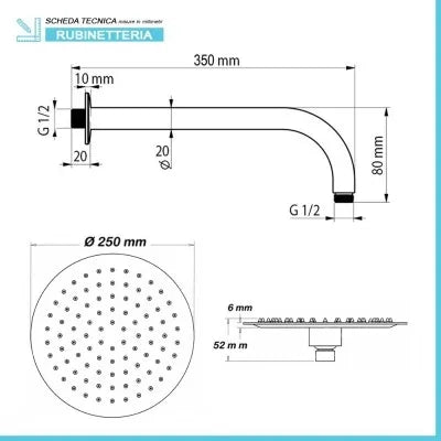 Set doccia incasso Paffoni Lime con soffione tondo inox 25 e kit doccia