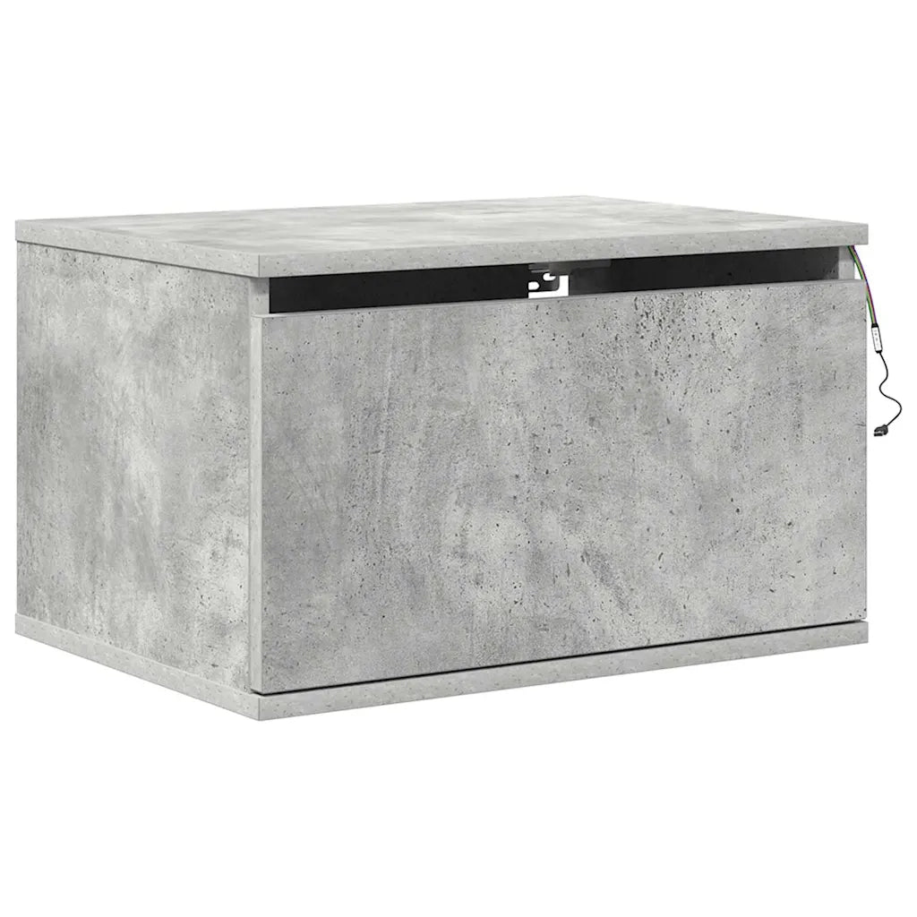 Comodini a Parete con Luci LED 2 pz Grigio Cemento 836833