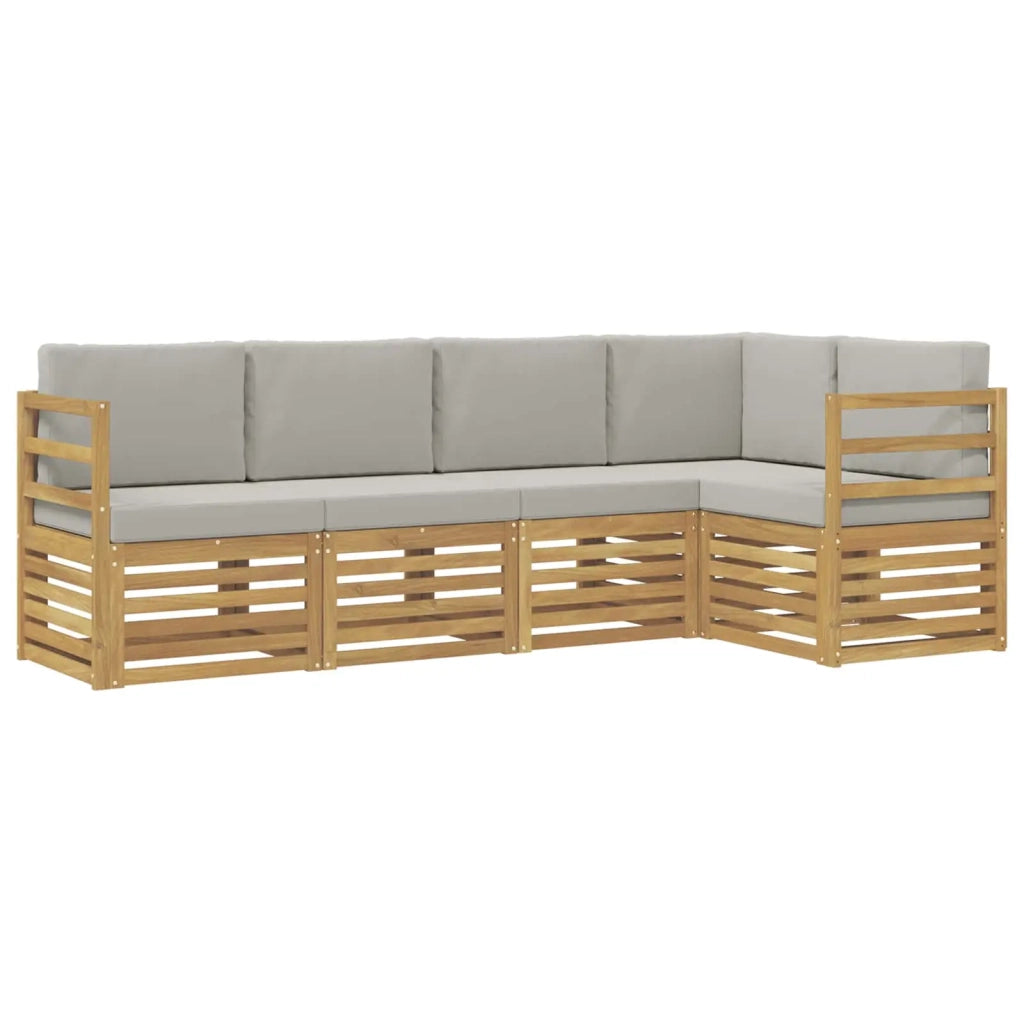 Set di divani da esterno 5 pcs Bianco e Grigio Chiaro 3391816