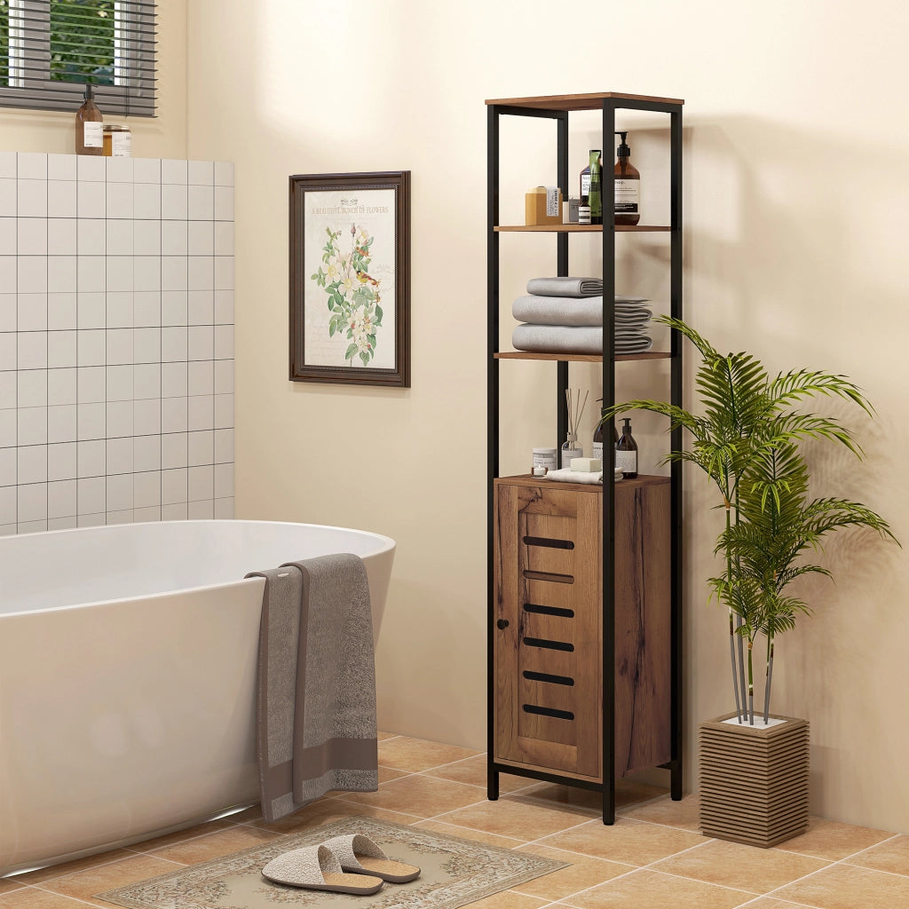 Colonna Bagno Industriale ¨C Zephmum ¨C Marrone Rustico 3 Ripiani Regolabili