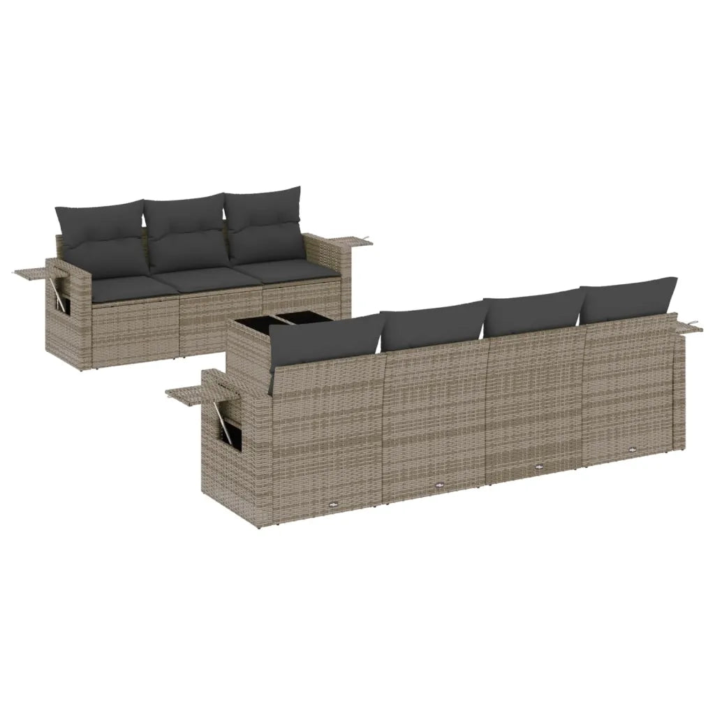 Set Divano da Giardino 8 pz con Cuscini Grigio in Polyrattan 3252267