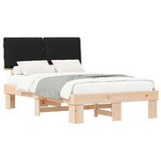 Letto matrimoniale | Letto per adulti | Letto con Testiera Rivestita Nero 120 x 200 cm Pino massello