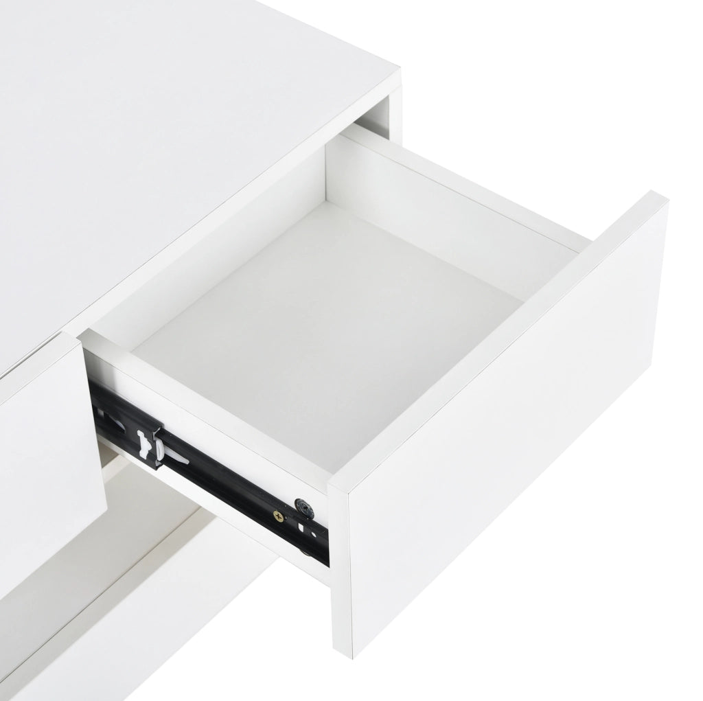 MOBILE TV A PARETE 130 cm Bianco in MDF con 4 cassetti e LED