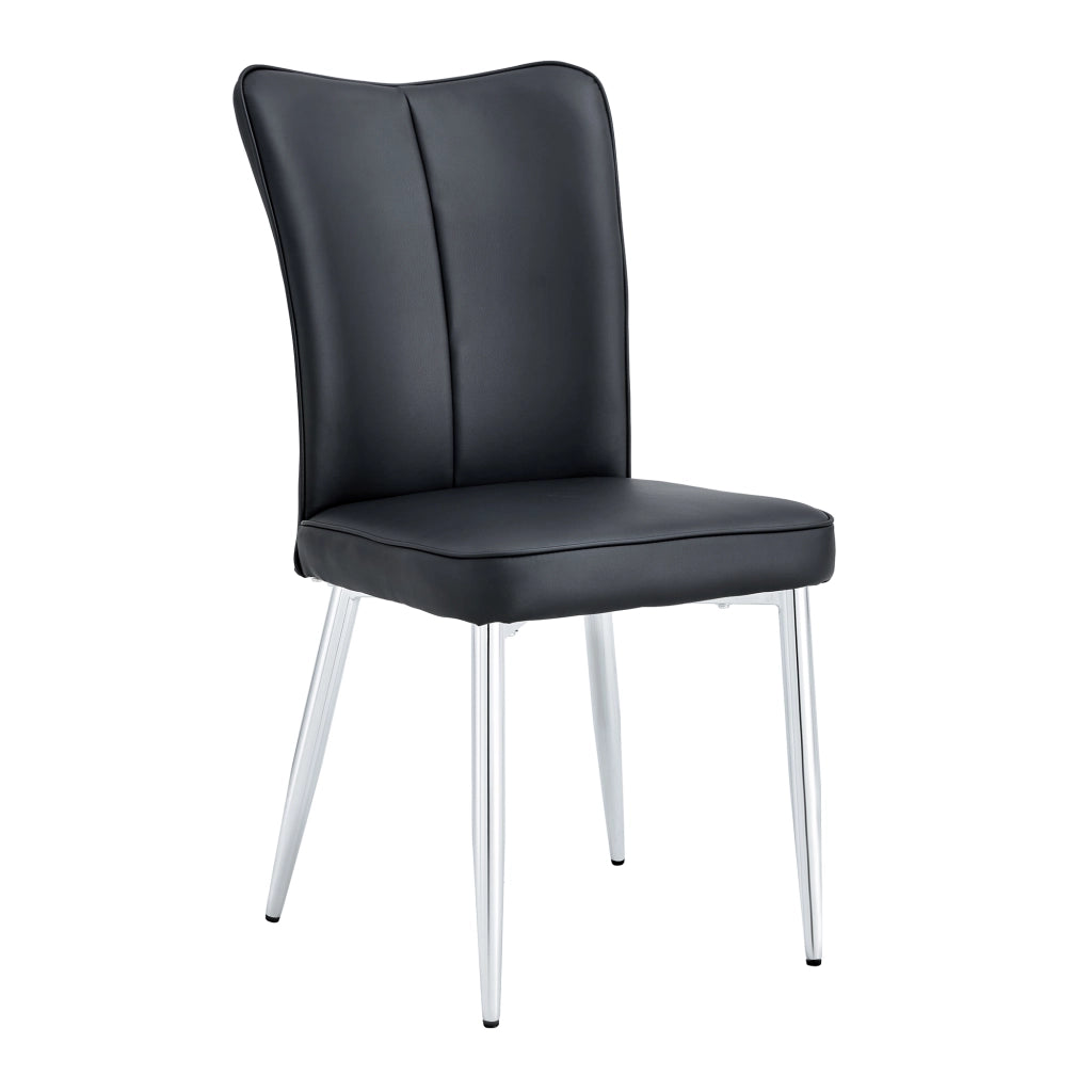 2 sedie da sala da pranzo in pu con schienale ergonomico e seduta imbottita con gambe in metallo nero argento