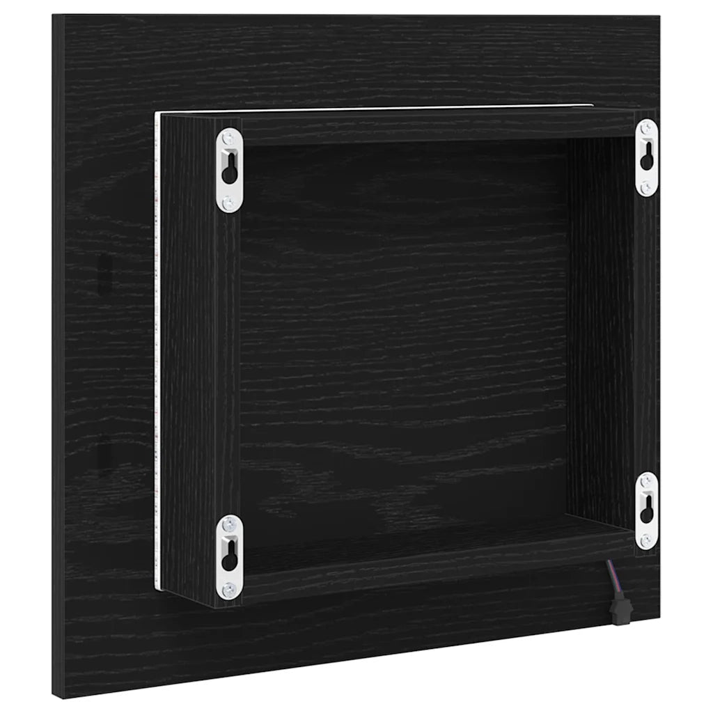 Specchio da Bagno | Specchio decorativo LED con specchio Rovere Nero 40 x 37 x 8.5 cm