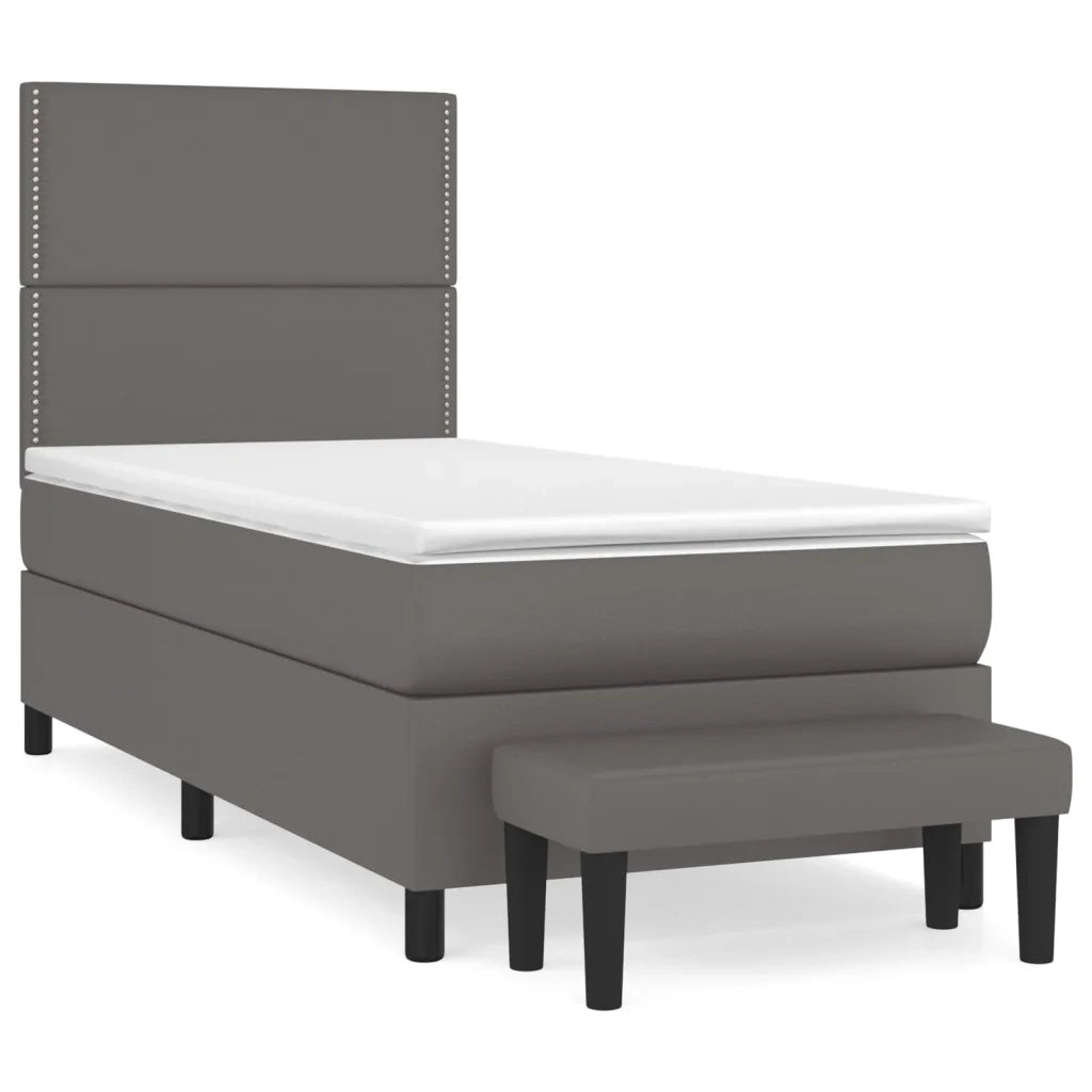 Giroletto a Molle con Materasso Grigio 100x200 cm in Similpelle 3137591