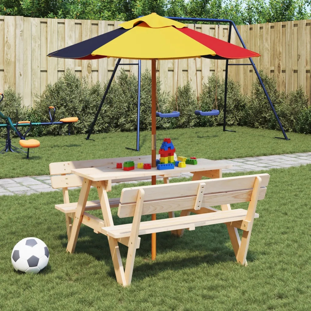 Ombrellone da Giardino per Bambini con Palo in Legno Ø120x140cm 4008989