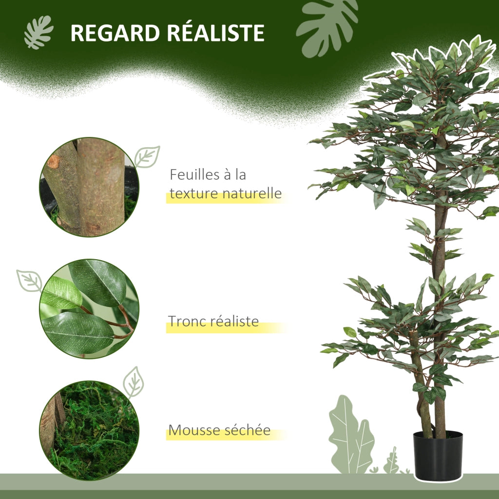 Albero Finto Ficus Artificiale ¨C Zephmum ¨C 1.5 m Verde con Vaso