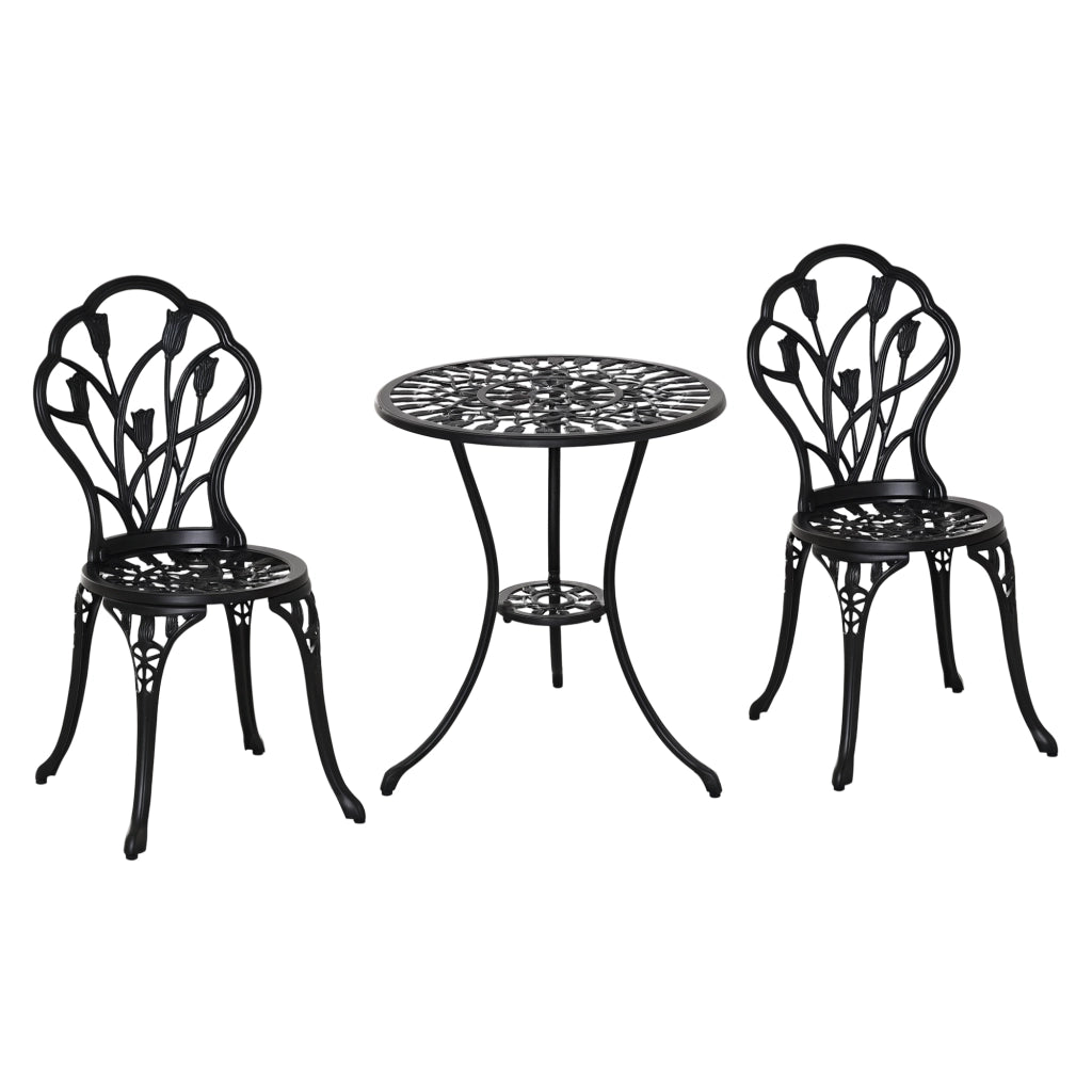 Set da Giardino 3 Pezzi con Tavolino e Sedie ¨C Minimal ¨C Nero Alluminio
