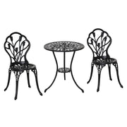 Set da Giardino 3 Pezzi con Tavolino e Sedie ¨C Minimal ¨C Nero Alluminio