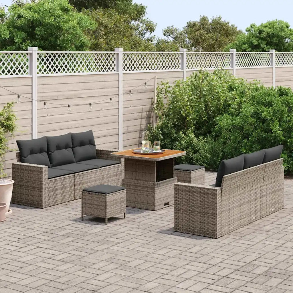 Set Divano da Giardino con cuscino 9 pcs Grigio 3363518