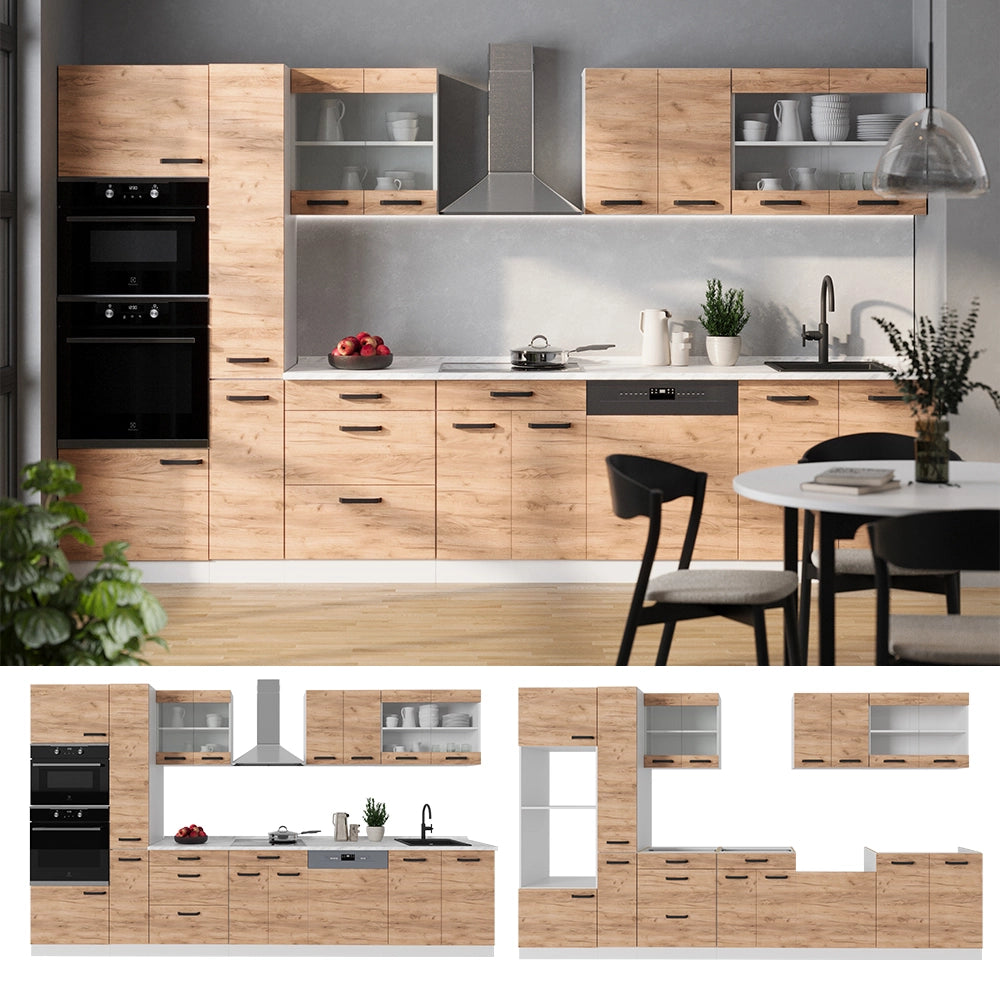 Vicco Mobile da cucina Quercia dorata/bianco 350 cm PL Rovere