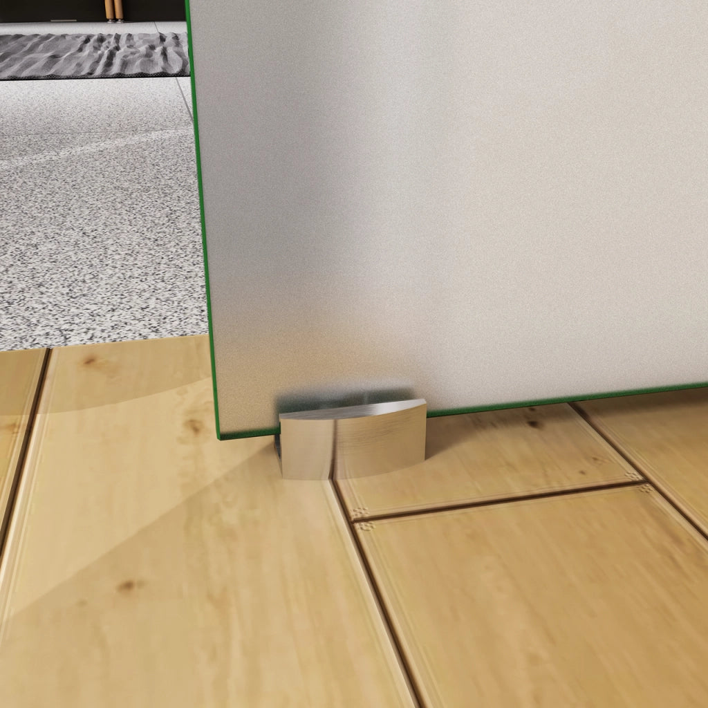 105x225 cm Porta Scorrevole in Vetro da 8 mm Temperato Opaco con Pellicola Anti-frantumi con Binario in Alluminio Bianco Verniciato