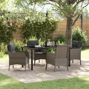 Set da Pranzo per Giardino con cuscino 5 pcs Grigio polyrattan