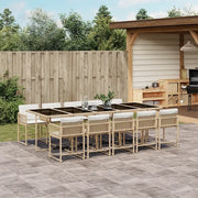 Set da Pranzo da Giardino 11 pz con Cuscini Beige in Polyrattan 3211654