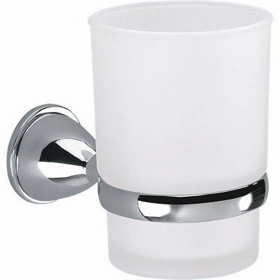 Porta bicchieri spazzolini in acciao e vetro