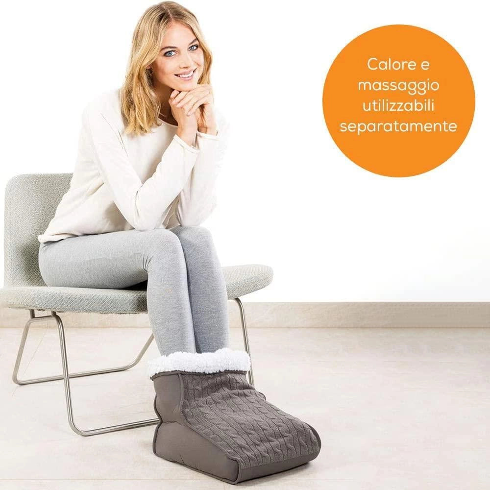 Beurer FWM45 Scaldapiedi Massaggiatore Elettrico 2 Livelli Massaggio e Temperatura Fodera Peluche Lavabile 15W colore Grigio
