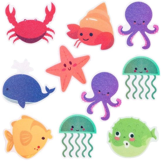 Sticker antislip per bagno e doccia, 10 pezzi, fauna marina, facile da applicare
