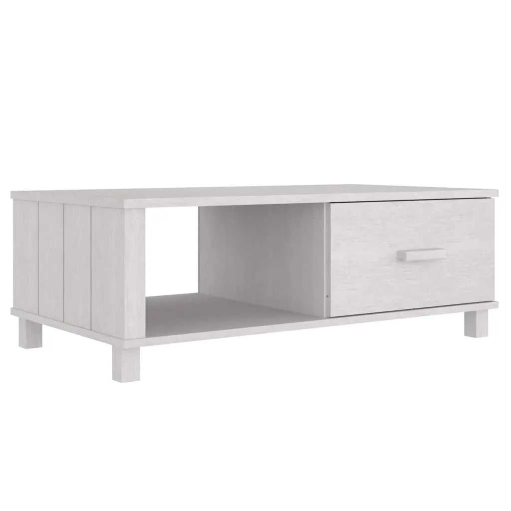 Tavolino-Tavolino da soggiorno-Tavolo HAMAR Bianco 100x55x35 cm in Legno Massello di Pino