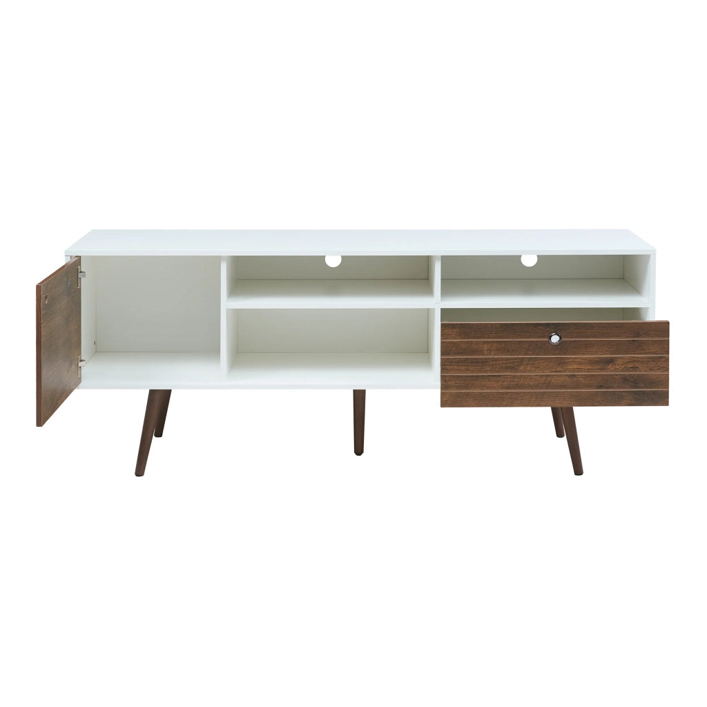 Mobile porta TV mensola porta TV per soggiorno 165 x 40 x 66 cm bianco effetto noce 03_0010106
