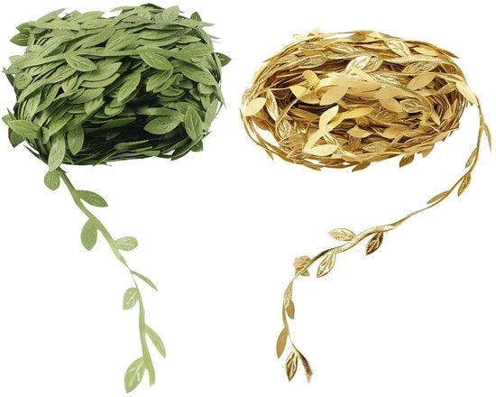 Garland di Finta Clematide con Foglie Artificiali 20 Metri e 10 Metri Rattan Finta Clematide in Oro per DIY Simulazione di Rattan Foglie per Matrimonio Ufficio Cucina Giardino Festa Decorazione di Parete