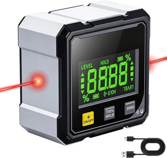 Misuratore di angoli digitali con laser e misuratore di inclinazione e piede magnetico
