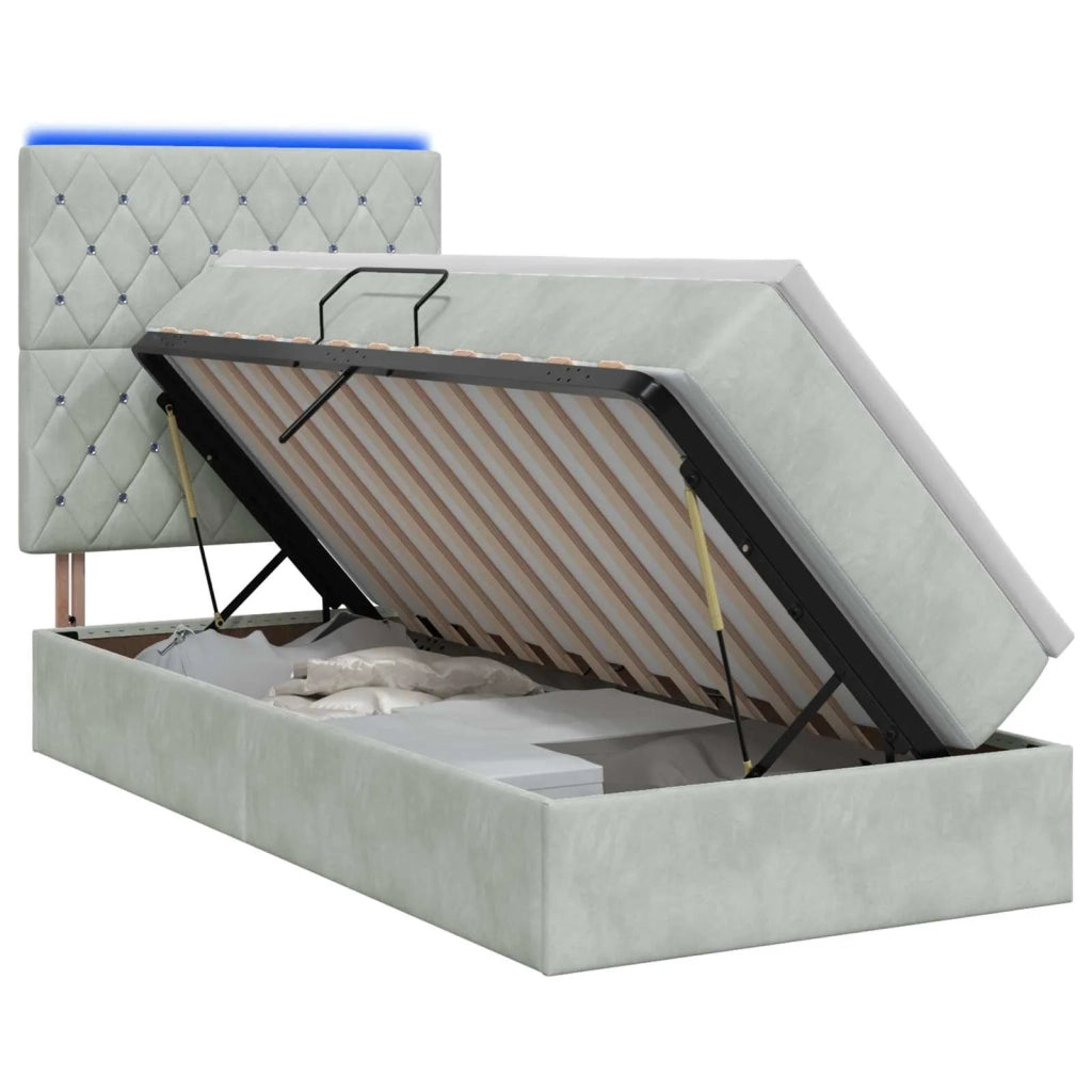 Letto con contenitore LED e materasso Grigio Chiaro 3460050