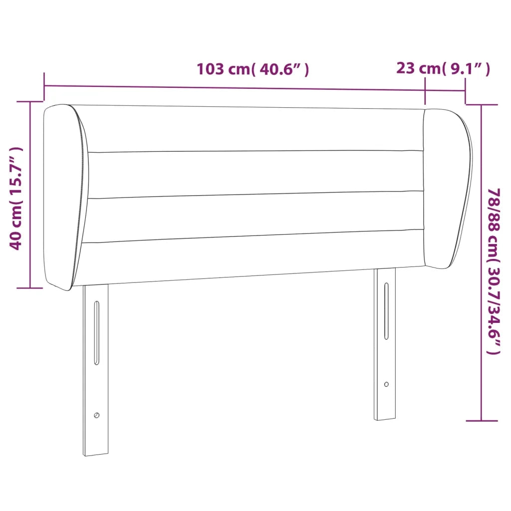 Testiera ad Orecchio Crema 103x23x78/88 cm in Tessuto
