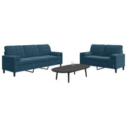 Set di Divani 2 pz con Cuscini e Rinforzi Blu in Velluto 3278420