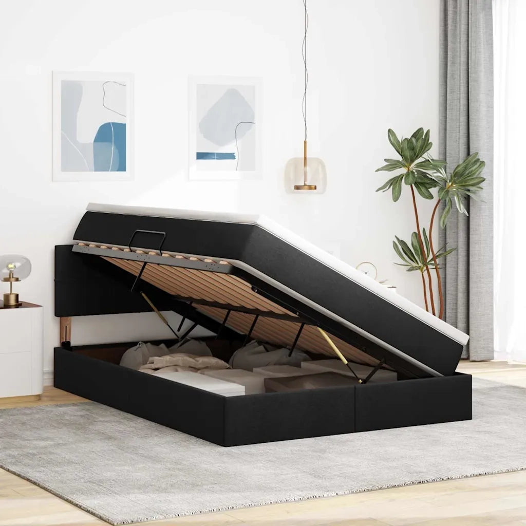 Letto con contenitore e materasso Nero 120 x 200 cm 3370514