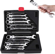 Set di Chiavi a Rullo da 12 pezzi - Chiavi a Rullo Pianali 8-19mm con Scatola di Strumenti - Chiavi Metriche con Maniglia Reversibile a Combinazione - Chiave a Denti per la Riparazione di Garage DIY