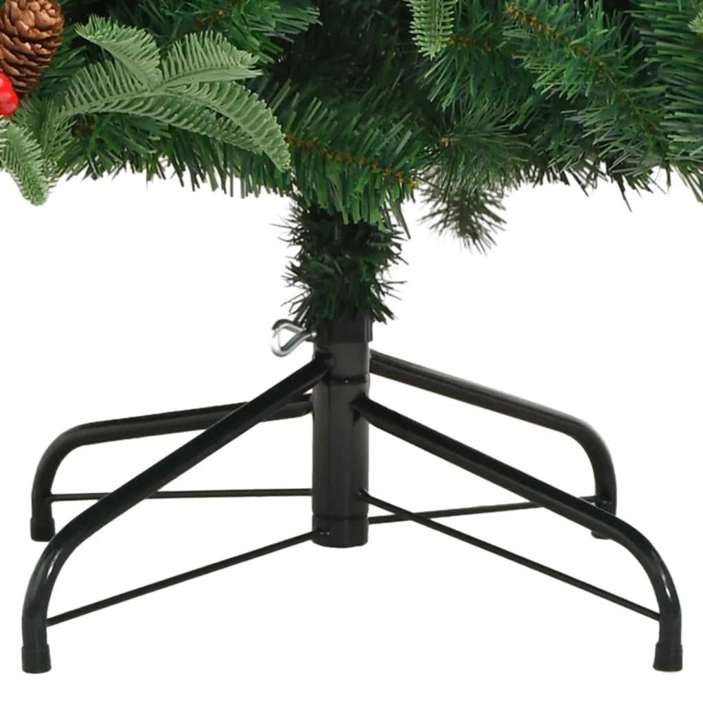 Albero Natale Artificiale Incernierato con Pigne e Bacche 180cm 358376