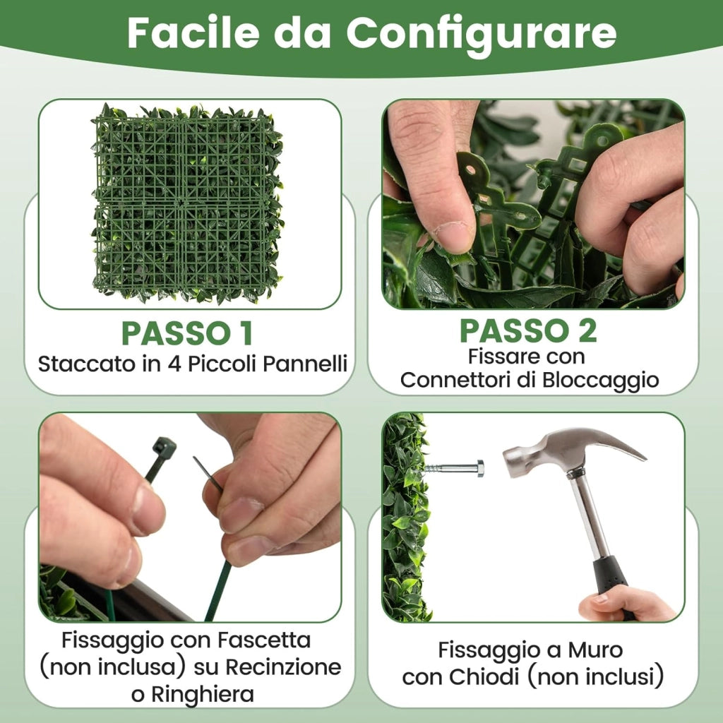 12 Pezzi di Pannelli Artificiale da Parete 50,5 x 50,5 cm, Pannelli di Muschio Perpetuo, Siepi e Recenzione Artificiale Effetto Realistico da Casa e Ufficio (Gardenia bicolore)