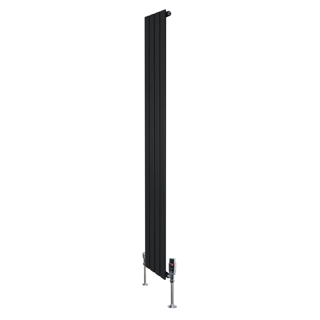 Radiatore Verticale 1800 x 280 mm con Valvole TRV Nero
