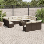 Set Divani da Giardino 14pz con Cuscini in Polyrattan Marrone 3250242