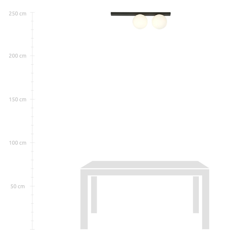 Plafoniera Emibig FIT 2, 2xE14 nero/bianco 60cm metallo
