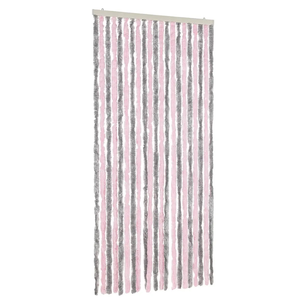 Tenda Antimosche-Zanzariera Grigio Argento e Rosa 90x200 cm in Ciniglia