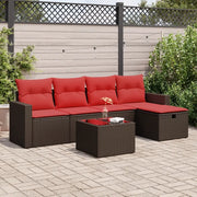 Set Divano da Giardino 6 pz con Cuscini Marrone in Polyrattan 3325380