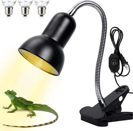 Lampida per Tartarughe, Rettili e Animali d'Aquario - Tre Bulbi da 50W con Interruttori di Regolazione della Luminosità