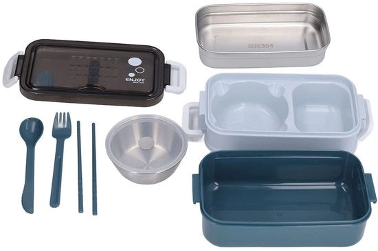 Lunchbox 2 in acciaio inossidabile - Contenitore pieghevole - Funzione di conservazione del calore - Resistente alle morsicature - Per dipendenti di ufficio - Progettato per essere duraturo - Bentobox