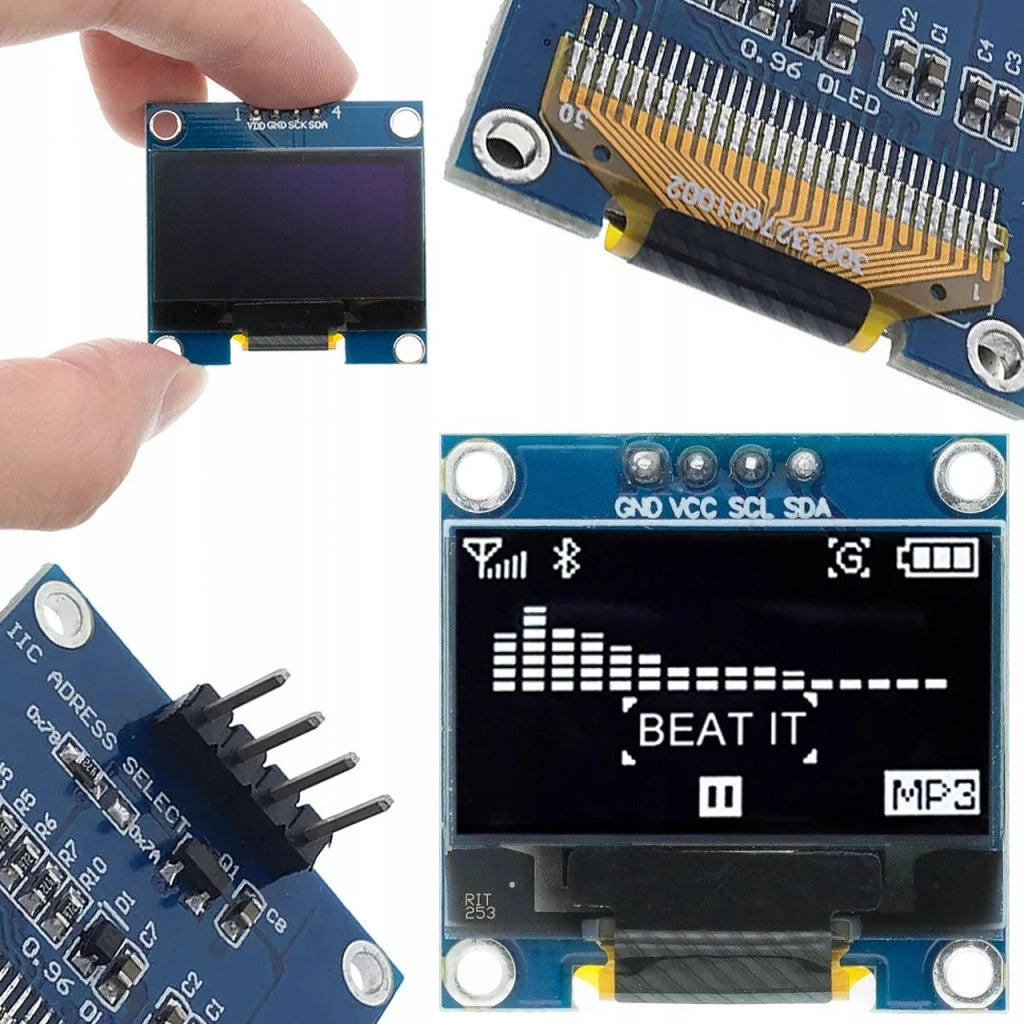 Modulo Display OLED 0,96" Rosfix – Alta Qualità Immagine, 4 Pin, Bianco | Risoluzione 128x64, I2C