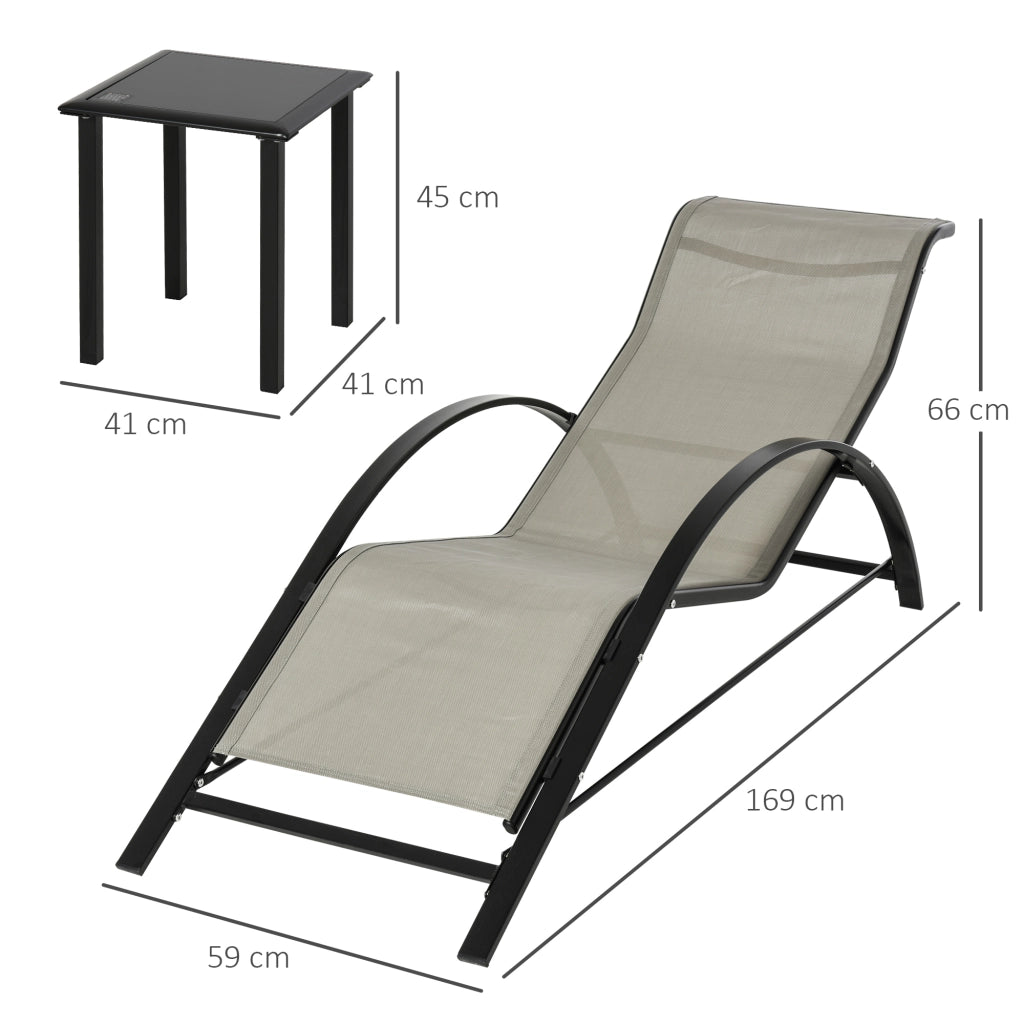 Set 2 Lettini Sole e Tavolino ¨C Zephmum ¨C Grigio e Nero