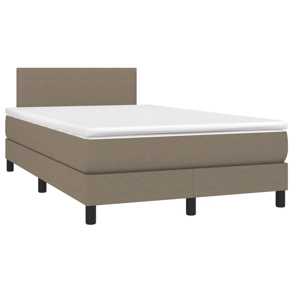 Letto a Molle con Materasso e LED Tortora 120x200cm in Tessuto