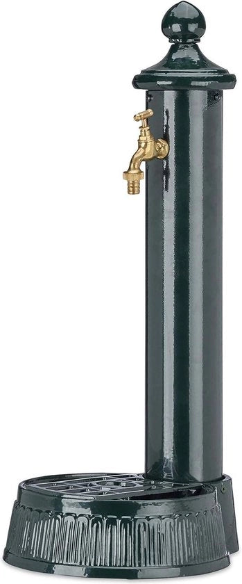 Pompa Antica per Giardino e Terrazza - Altezza: 61 cm - Larghezza: 25 cm - Profondità: 31 cm - Esterno per Giardino con Fontana in Color Nostalgico Verde Scuro