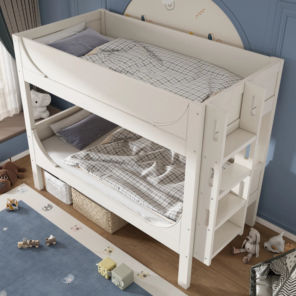 Letto a castello separabile – 90x200 cm – scala reversibile 2 letti singoli – bianco