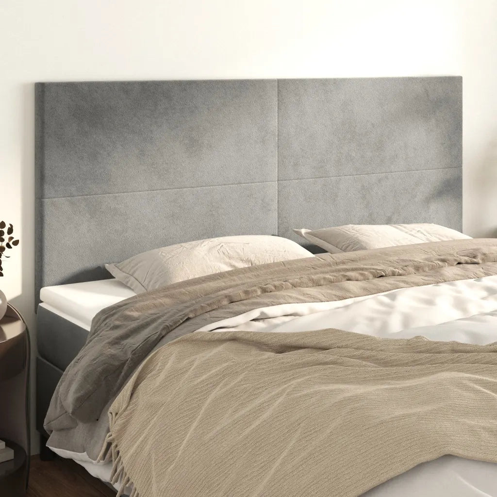 Testiera | Testata Grigio Chiaro 200x5x118/128 cm Velluto