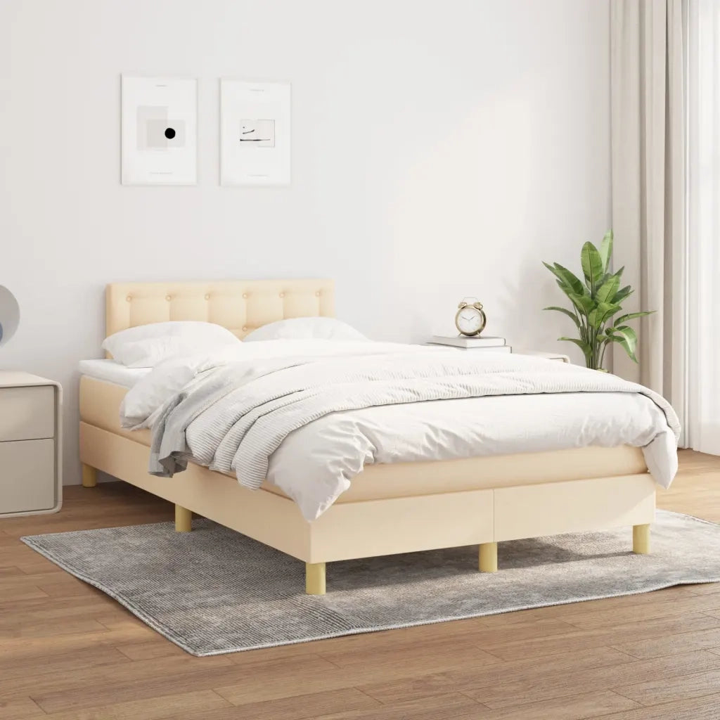 Giroletto a Molle con Materasso Crema 120x200 cm in Tessuto 3140926